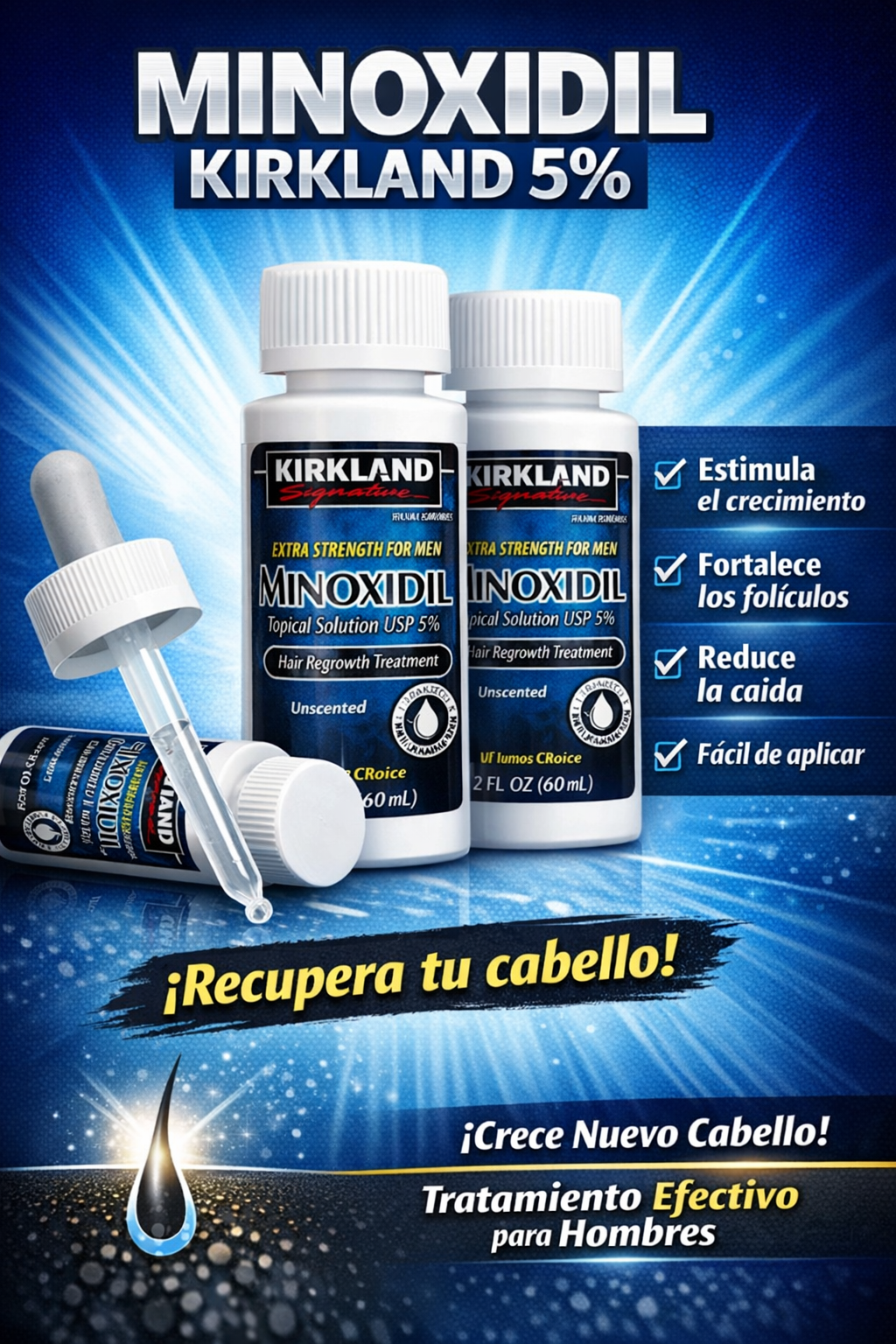 # Minoxidil Kirkland 5% Original x 6 Frascos | Tratamiento Capilar de Larga Duración 🧔♂️🔥 **Obtén el suministro ideal para mantener una rutina constante de cuidado capilar con el Minoxidil Kirkland 5% Original x 6 Unidades.** Esta presentación incluye **6 frascos de Minoxidil Kirkland 5%**, convirtiéndose en una de las opciones más buscadas por quienes desean complementar su rutina de cuidado del cabello y la barba durante varios meses sin interrupciones. ## ¿Qué Incluye? 📦 6 Frascos de Minoxidil Kirkland 5% Original. 📦 Presentación sellada. 📦 Fórmula tópica de rápida absorción. ## Beneficios del Minoxidil Kirkland 5% ✅ Complementa las rutinas de cuidado capilar. ✅ Ideal para el cuidado de la barba y el cabello. ✅ Fácil aplicación diaria. ✅ Presentación de larga duración. ✅ Excelente relación calidad-precio. ✅ Uso práctico desde casa. ✅ Favorece la constancia en tu rutina capilar. ## Características del Producto ✔️ Concentración al 5%. ✔️ Aplicación tópica. ✔️ Secado rápido. ✔️ Uso externo. ✔️ Presentación de 6 unidades. ✔️ Ideal para hombres y mujeres. ## ¿Por Qué Elegir la Caja x 6? La constancia es un factor clave dentro de cualquier rutina de cuidado capilar. Con esta presentación de **6 frascos**, tendrás producto suficiente para mantener tu tratamiento durante varios meses, evitando compras frecuentes y obteniendo un mejor ahorro. ### Ventajas de Comprar la Caja x 6 💰 Mayor ahorro que comprando frascos individuales. 📦 Stock para uso prolongado. 🚀 Menos interrupciones en tu rutina. ⭐ Uno de los formatos más vendidos. 🧔 Ideal para cabello y barba. ## Ideal Para 🔹 Personas que buscan complementar su rutina de crecimiento capilar. 🔹 Hombres interesados en el cuidado de la barba. 🔹 Usuarios que prefieren comprar para varios meses. 🔹 Quienes desean mantener una rutina organizada y constante. ## Recomendaciones de Uso 1. Aplicar sobre la zona limpia y seca. 2. Distribuir uniformemente según las indicaciones del producto. 3. Utilizar de forma constante como parte de tu rutina capilar. ⚠️ Solo para uso externo. ⚠️ Evitar el contacto con ojos y mucosas. ⚠️ Mantener fuera del alcance de los niños. ⚠️ Conservar en un lugar fresco y seco. ## Compra Hoy y Aprovecha 🚚 **Envíos a todo Colombia.** 💳 **Pago contra entrega disponible.** 🔥 **Lleva tu Caja de Minoxidil Kirkland 5% x 6 Unidades y mantén tu rutina capilar sin interrupciones.** ## Palabras Clave SEO Minoxidil Kirkland 5%, Minoxidil Kirkland Original, Minoxidil x6, caja de Minoxidil Kirkland, Minoxidil para barba, Minoxidil para cabello, crecimiento capilar, tratamiento capilar, cuidado capilar masculino, fortalecimiento capilar, Minoxidil Colombia, rutina capilar, tratamiento para barba, cuidado del cabello, Minoxidil original Kirkland, productos para crecimiento capilar, solución capilar 5%, Minoxidil hombre y mujer, kit capilar, compra Minoxidil Kirkland.