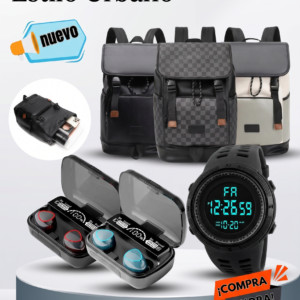 COMBO: BOLSO VINTAGE+RELOJ+AUDIFONOS M10