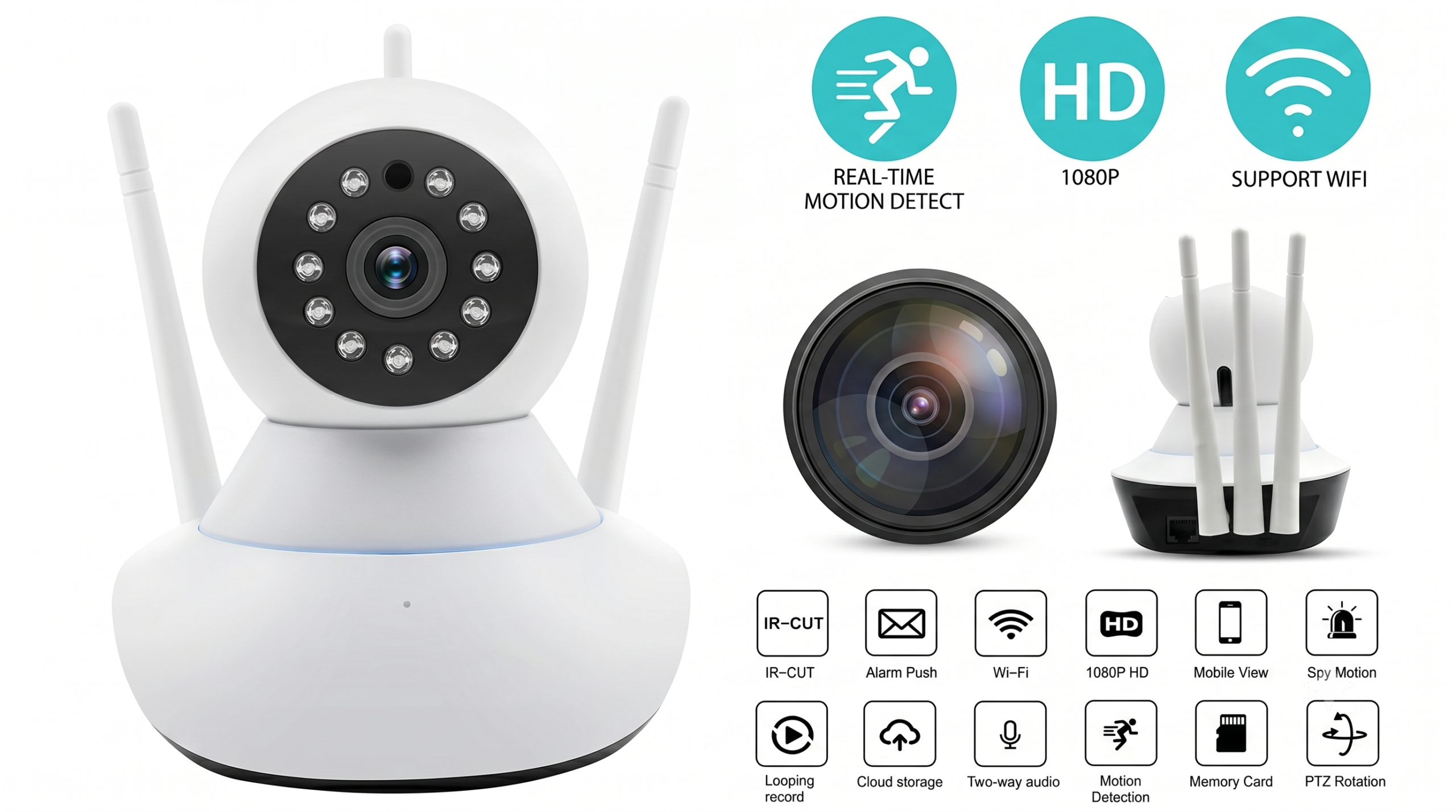 Cámara Robótica Inalámbrica de 3 Antenas WiFi | Vigilancia Inteligente 360° para Hogar y Negocio